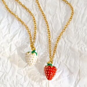 White&Rec Strawberry 18K Gold Stainless Steel Non Tarnish Necklace Set